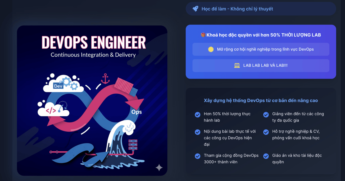 ĐỘC QUYỀN: Khoá học trở thành DevOps Engineer (VDE-C01)